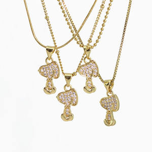 CZ8854 सुंदर मिनी लिटिल टिनी 18K गोल्ड प्लेटेड CZ माइक्रो पेव डॉग चार्म पेंडेंट आभूषण बनाने की आपूर्ति के लिए - Product Image 5