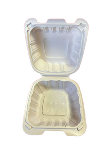 Taddhong 6x6 White PP Hinged Container <b>Microwavable</b> With <b>Lid</b> 1 Compartment Minimalist Design - Product Image 3