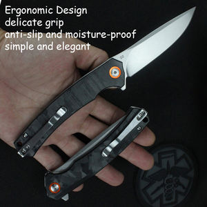 سكين جيب D2 مخصص قابل للطي مصنوع من الفولاذ مع مقبض من ألياف الكربون أداة نجاة للتخييم في الهواء الطلق - Product Image 3