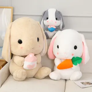 Coelho Kawaii Crianças Bebê Coelho Recheado Brinquedos De Pelúcia Macia Orelha Longa Pele De Coelho Cenoura Travesseiro Brinquedo De Pelúcia