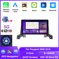 Autoradio Android BHNEW avec GPS, caméra de recul, CarPlay, ventilateur de refroidissement automatique, Bluetooth pour Peugeot 5008 4008 3008 2016-2020, tableau de bord