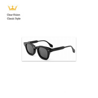 Kacamata Hitam Bulat Vintage Elegan Khusus Wanita Pria, Pelindung UV, Bingkai Berkilau, Lensa Tac, Bahan Asetat