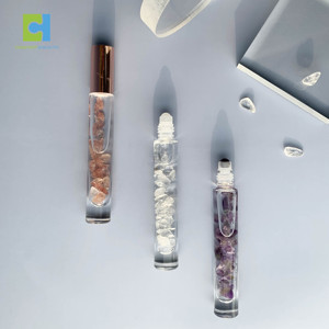 C&H Wholesale OEM 5ml/10ml Flacon de parfum vide en verre givré de luxe avec logo personnalisé et pierre précieuse naturelle - Product Image 3