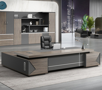 Bureaux de direction en bois en forme de L Bureau de PDG moderne Patron Table de bureau luxueuse