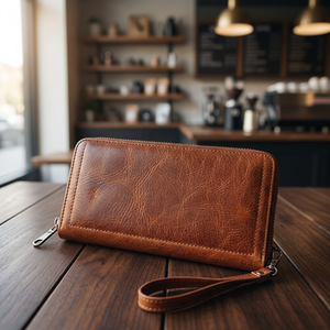 2026 New Arrival Wholesale Custom <b>Women's</b> Full Grain Leather Long Zip <b>Wallet</b> Simple Clutch <b>Card</b> Holder RFID Lined Block <b>Wallet</b> - Product Image 1