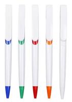 Stylo bille publicitaire en plastique blanc de haute qualité avec logo personnalisé, impression UV couleur intégrale