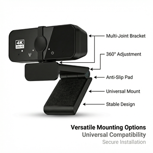 กล้องเว็บแคม JWC027 4K สำหรับพีซี พร้อมไมโครโฟนในตัว แบบเสียบใช้งานได้ทันที สำหรับการประชุมทางวิดีโอ การถ่ายทอดสด และการเรียนออนไลน์ (8MP 30fps) - Product Image 2