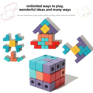 Jouet de construction géométrique 3D en <span class=keywords><strong>bois</strong></span> pour enfants d'âge préscolaire, jouet éducatif STEM, blocs de construction à assembler - Product Image 4