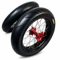 Ensemble de roues Supermoto Surron Ultra Bee 17 pouces, jante 7075, moyeu rouge CNC, pneu semi-slick, assemblage pour moto électrique tout-terrain
