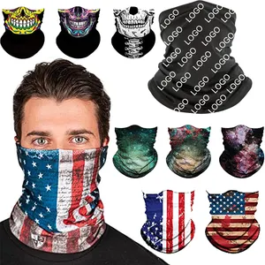 Custom Logo Headwear Bandana Head Wrap Face Scarf Mask Full Printing Neck Gaiter Mask Windproof Scarf UV Protection Balaclava