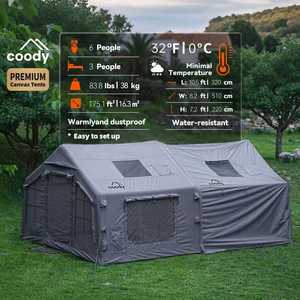 Tente pneumatique Coody 8.0+Framed Foyer - Grise, en tissu de coton, grande tente de camping pour les aventures en plein air - Product Image 1