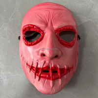 Masque de femme fantôme HLC Halloween avec cicatrice rouge sur le visage et la bouche, masque de cosplay pour fête costumée, maison hantée et escape room