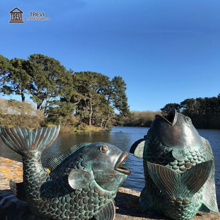 Life Size Customized Brass Fish Sculpture - Durable Bronze Koi