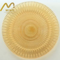Assiettes de présentation en verre transparentes et colorées pour mariage, vente en gros, 13 pouces, assiettes décoratives en verre pour fête