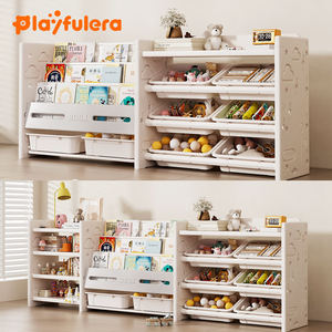 Étagère de rangement pour jouets de chambre d'enfant Playful Era en HDPE gris et blanc, style simple/ins, pour ranger jouets et décorations - Modulaire - Product Image 5