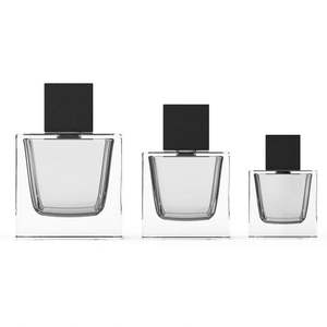Diseño de Lujo, Botella de Perfume Cuadrada de Vidrio Transparente de 30ml 50ml 100ml, con Pulverizador, Impresión Serigráfica, OEM/ODM Disponible - Product Image 5
