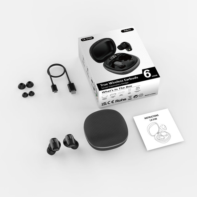 2024 Fashion Mini Design Wireless In-Ear Earbuds with ENC Fabric Digital Display Battery Indicator Wireless Earbuds