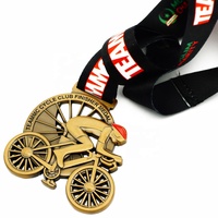 Médailles de sport personnalisées en métal souvenir, événements sportifs, médailles personnalisées en or antique 3D gravées, médailles de cyclisme personnalisées