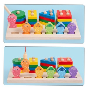 HOYE CRAFTS Montessori Toy Matching Building <strong>Blocks</strong> <strong>Wooden</strong> Colorful Geometric Shape Sets <strong>of</strong> Columns Toys - Product Image 4