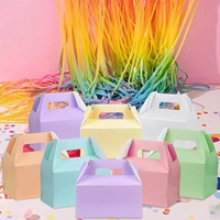 Cadeau d'artisanat coloré emballage de boîte pliable de bonbons de mariage gâteau de fête d'anniversaire dessert boîtes de pignon de cuisson avec poignées