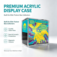 Boîte de présentation ETB transparente personnalisable, moderne, épaisse, en acrylique magnétique robuste, pour la protection de la collection de cartes de jeu