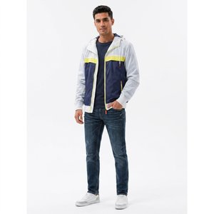 New Design Windbreaker Customized Long Sleeve Stand Collar Hooded Zipper up Jackets with Front Logo Printing - Product Image 1