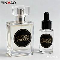 Étiquette personnalisée noire et or écologique pour parfum, autocollant adhésif imperméable pour bouteille de parfum, cosmétique, bocal en verre, scellé d'emballage