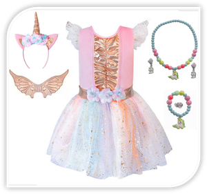 Disfraz de <span class=keywords><strong>unicornio</strong></span> arcoíris para niñas con diadema, tutú de <span class=keywords><strong>princesa</strong></span> para fiesta de cumpleaños, Halloween, carnaval, cosplay, de 4 a 12 años - Product Image 1