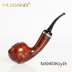 Handcrafted Bent Tobacco Pipe With Silver Ring Solid Wood Bowl For Men Smoking - Product Image 5