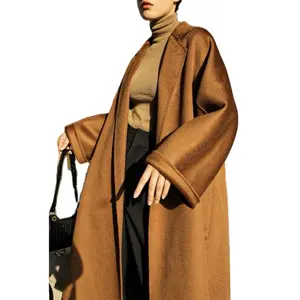 Женская Высококачественная осенняя и зимняя длинная одежда больших размеров, длинное женское Шерстяное Пальто, Дамское кашемировое пальто большого размера по индивидуальному заказу