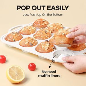 MUYULINS factory 12-cup pan, metal reinforced frame, regular size, with handle, non-stick <b>silicone</b> cake mold - Product Image 3