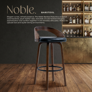 Modern Solid Wood Swivel Bar <b>Stool</b> with PU Leather Upholstered Seat Backrest Footrest Metal Base for Hotel Home Bar/<b>Dining</b> Rooms - Product Image 2