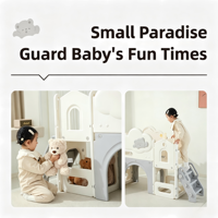 Ensemble de jeu pour enfants avec toboggan, balançoire, tunnel, panier de basket, équipement de terrain de jeu pour tout-petits en plastique pour l'intérieur et l'extérieur