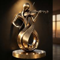Sculpture de Musicien en Bronze Coulé Jouant du Violon, Figurine Moderne Faite à la Main, Statue Décorative pour Jardin, Maison, Hôtel, École, Tailles Personnalisées