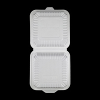 Boîte à lunch en plastique à charnière 8x8, écologique, sans BPA, en PP de qualité alimentaire, jetable, pour hamburger, noire transparente