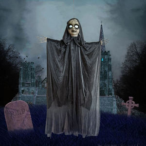 Décoration d'Halloween Fantôme Suspendu Lumineux Robe Grise Adulte Effets Sonores Fonctionnant sur Piles AAA Décoration Effrayante pour Maison Hantée Intérieur - Product Image 2