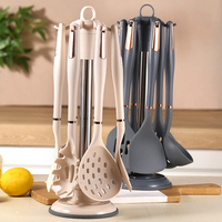 Ustensiles de cuisine antiadhésifs en silicone de qualité alimentaire, 7 pièces, avec support rotatif pour la cuisson