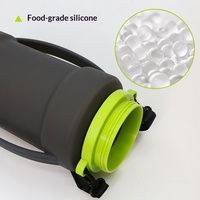 Bouteille d'eau de sport pliable en silicone de 2 litres, gourde souple d'extérieur grande capacité de 67 oz, pliable, de qualité alimentaire, à presser pour boire
