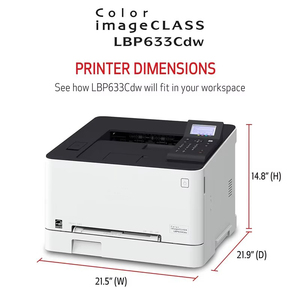 Para la impresora láser inalámbrica Color ImageCLASS LBP633Cdw |   22 ppm |   PCL | |   Impresión a color de alta calidad LBP633Cdw imageCLAS - Product Image 2