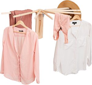 Perchero de <span class=keywords><strong>Madera</strong></span> Plegable y Retráctil para Ropa, <span class=keywords><strong>Toallero</strong></span> Moderno de Pared, Tendedero - Product Image 1