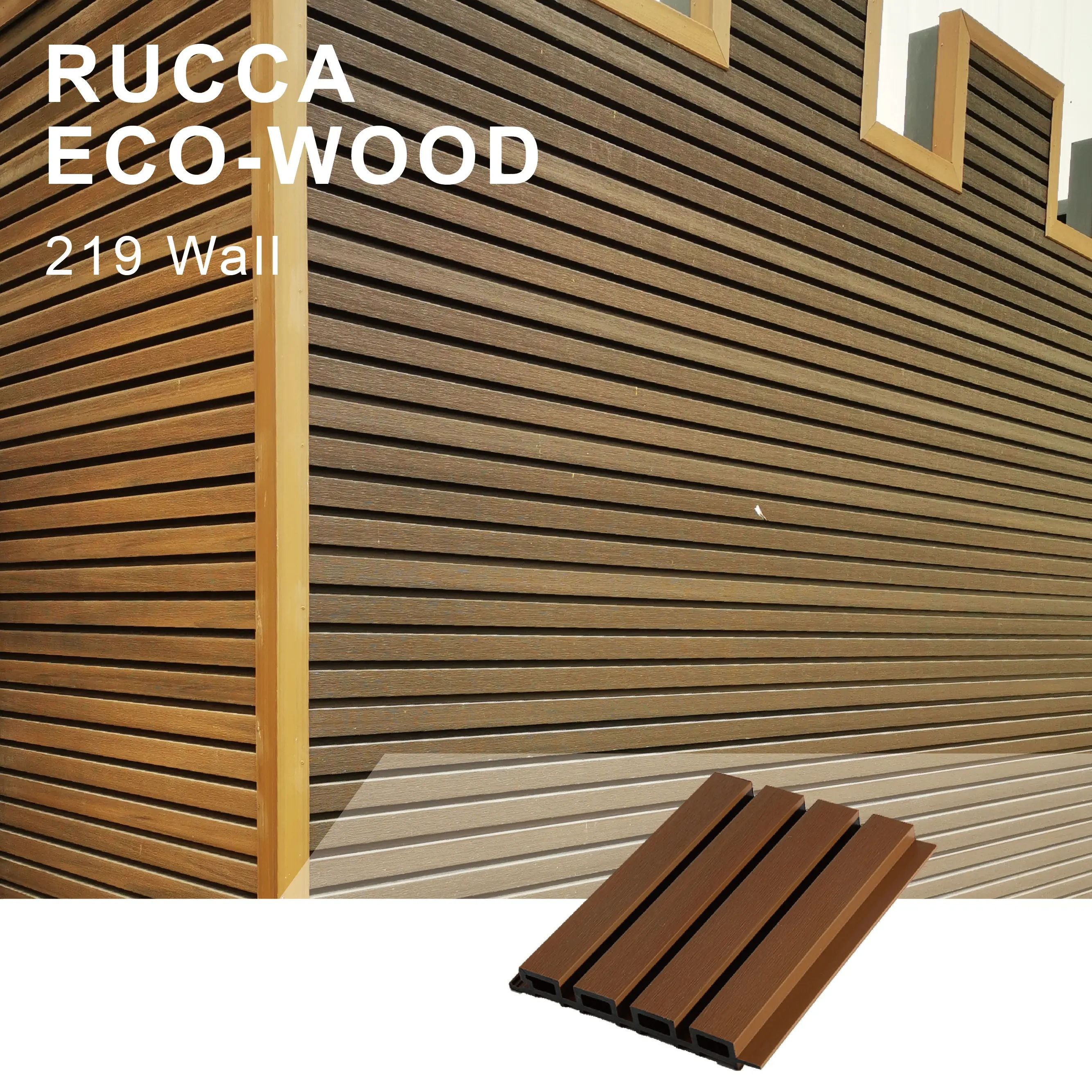 Rucca Luxury WPC Exterior Outdoor Decorative Wall Cladding Panel Design Coextrusion Panel Wooden Siding Board Building Material