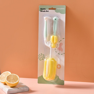Juego de cepillos para biberones HannyBaby, cepillo para tetinas con esponja giratoria de 360 grados para limpieza de biberones - Product Image 1