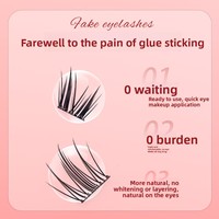 En stock – Faux cils synthétiques sans colle, grande capacité, dix rangées, effet renard léger, noir transparent et bande adhésive, cils à poser