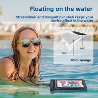 Pochette étanche pour téléphone en PVC flottant, compatible avec les écrans tactiles, avec cordon à une seule extrémité pour la plage, la natation, la plongée, le rafting