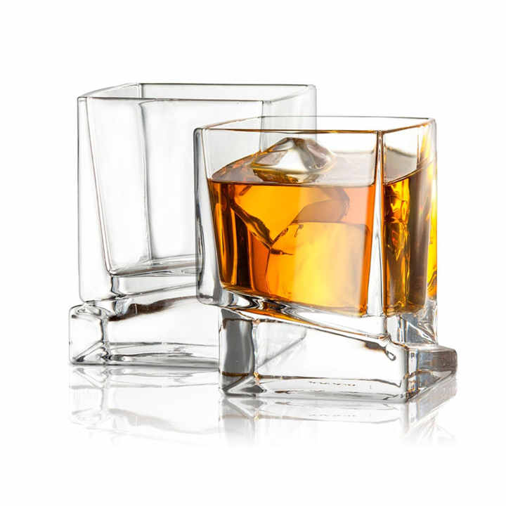 Sunyo Square Slanted Bottom Whiskey Tasting Glass Handmade Custom Shape ...