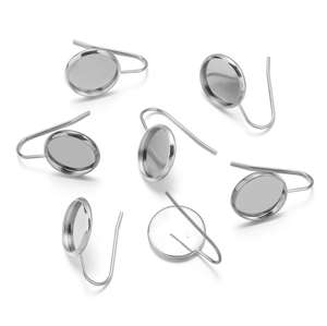 Crochets en U en acier inoxydable pour boucles d'oreilles, supports vierges pour boucles d'oreilles, bases pour cabochons, plateaux adaptés aux dômes en verre pour la fabrication de bijoux - Product Image 4