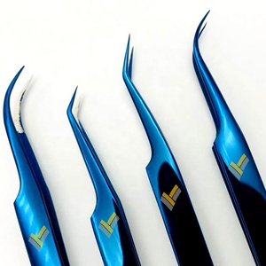 Pinzas de pestañas de precisión puntiagudas azules de Plasma profesionales Extensión de pestañas de acero inoxidable japonés con logotipo personalizado de alta calidad - Product Image 6
