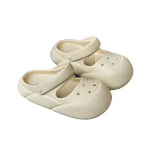 Mary Jane slippers female summer wear non-slip eva breathable step on poo feeling platform croc shoes Bao head half sandals