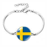 Bracelet personnalisé avec drapeau national d'Afrique du Sud, chaîne en métal et cabochon, idéal pour les matchs de football et comme souvenir de la culture européenne