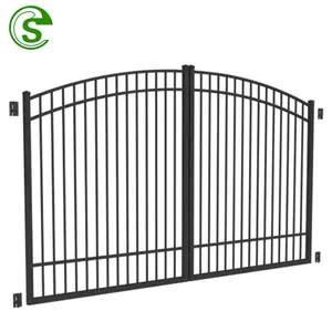 Özelleştirilmiş demir çit panelleri ferforje yüksek kaliteli siyah Metal kapılar ve çelik çit tasarımı